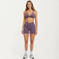 High Waist Crossover Workout Biker Shorts Stretch Athletic Yoga Shorts for Training Fitness