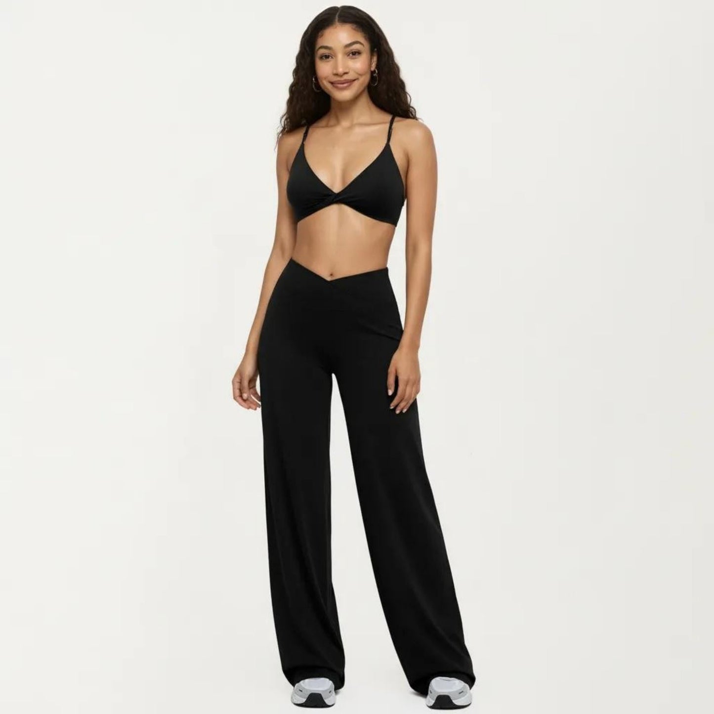 Crossover Wide Leg Yoga Pants Stretch Athletic Lounge Workout Pants for Training Fitness