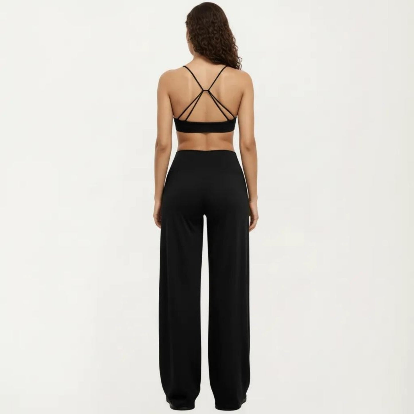 Crossover Wide Leg Yoga Pants Stretch Athletic Lounge Workout Pants for Training Fitness