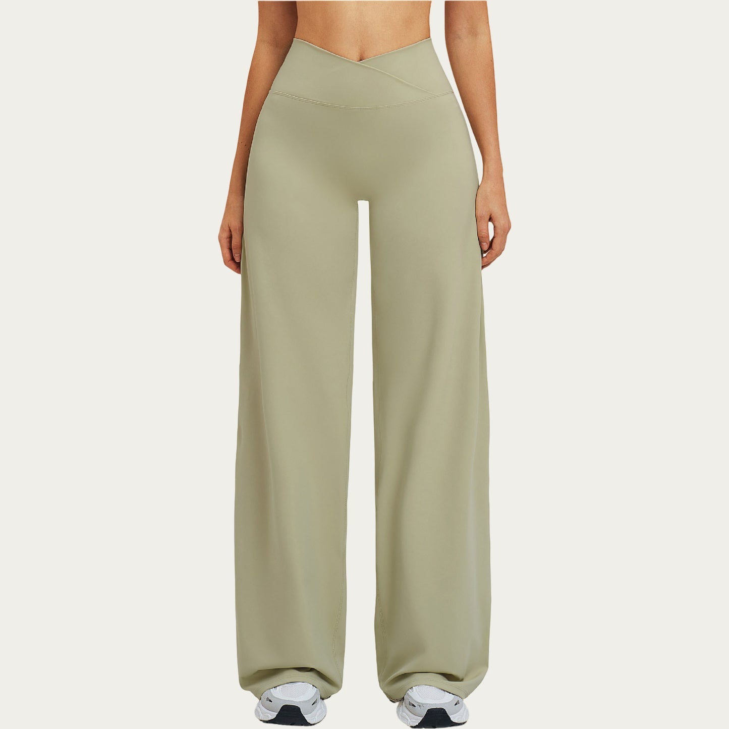 Crossover Wide Leg Yoga Pants Stretch Athletic Lounge Workout Pants for Training Fitness