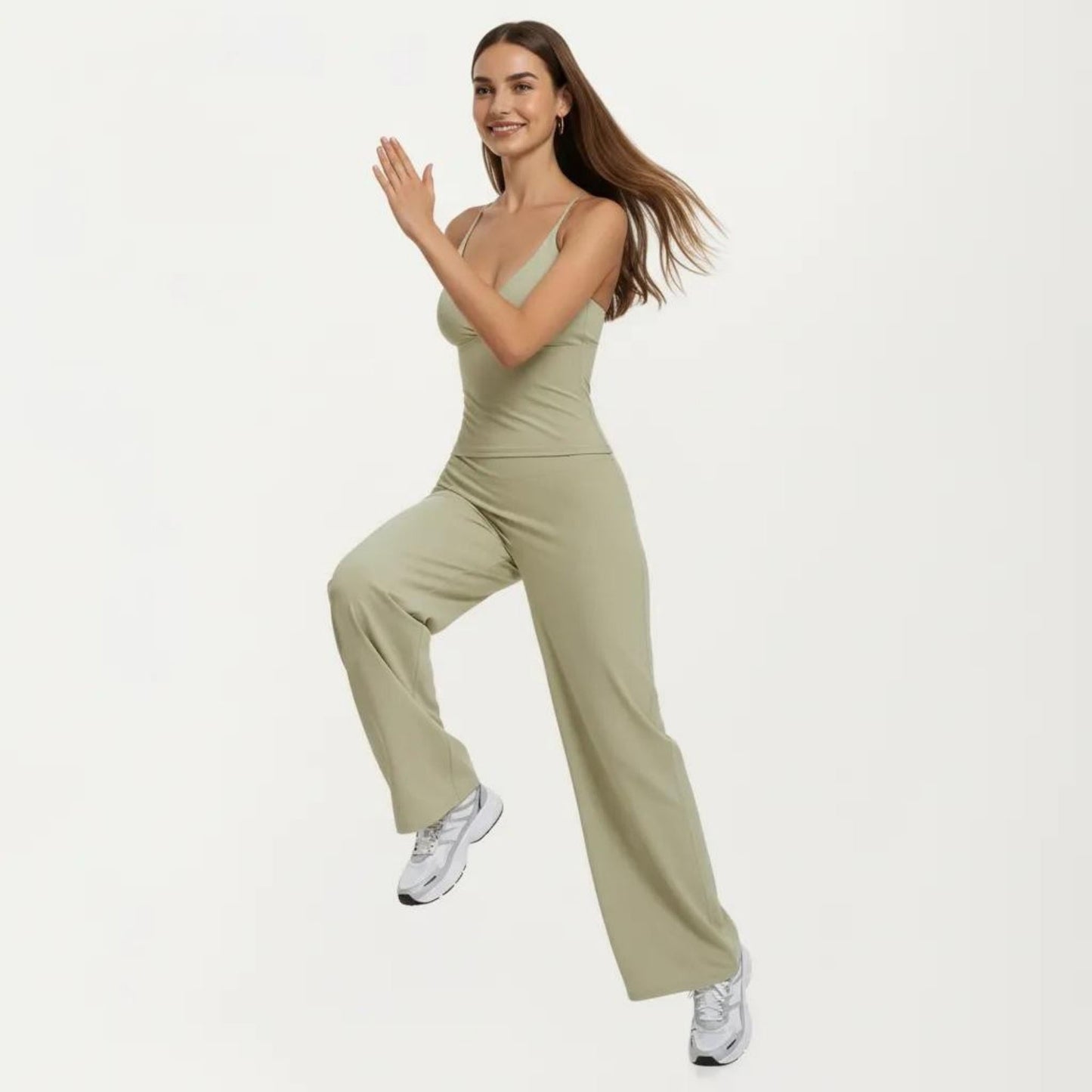 Crossover Wide Leg Yoga Pants Stretch Athletic Lounge Workout Pants for Training Fitness