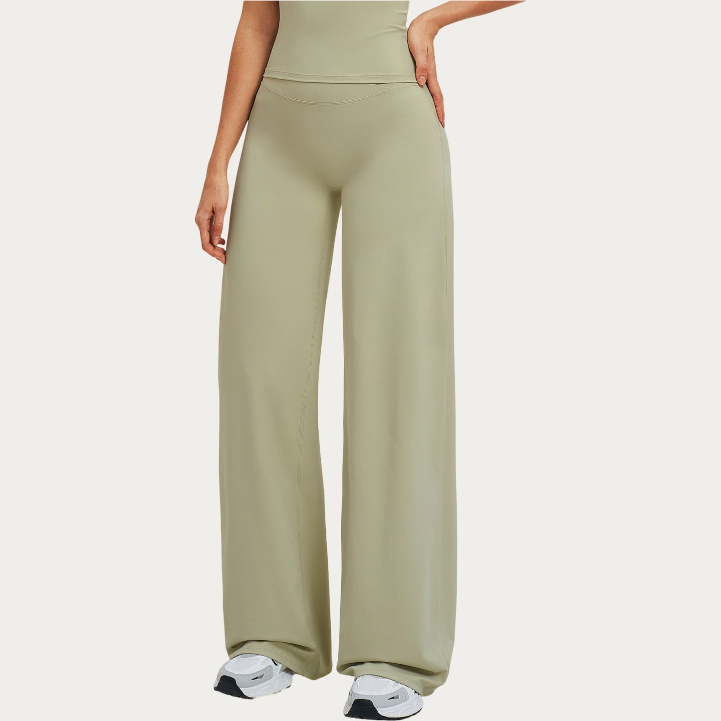 Crossover Wide Leg Yoga Pants Stretch Athletic Lounge Workout Pants for Training Fitness