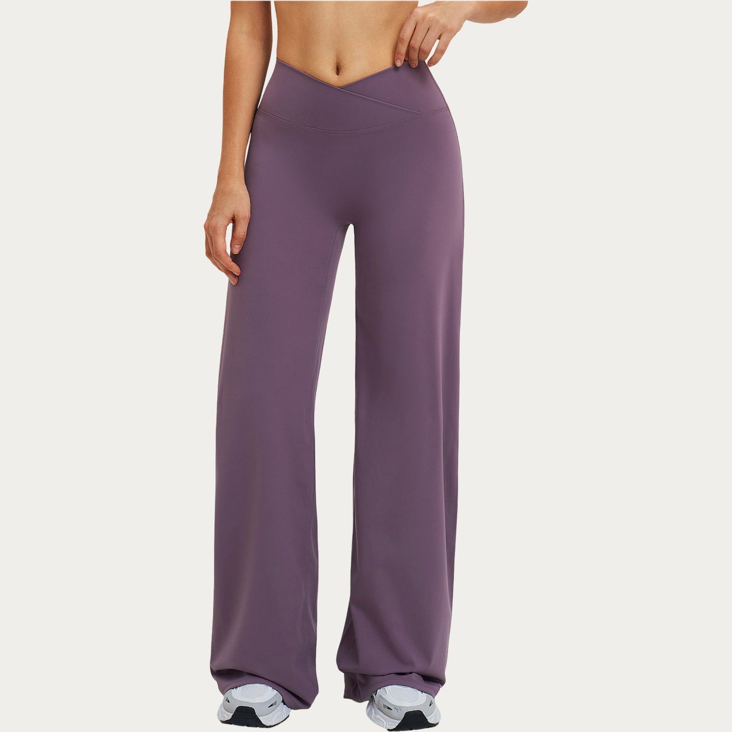 Crossover Wide Leg Yoga Pants Stretch Athletic Lounge Workout Pants for Training Fitness