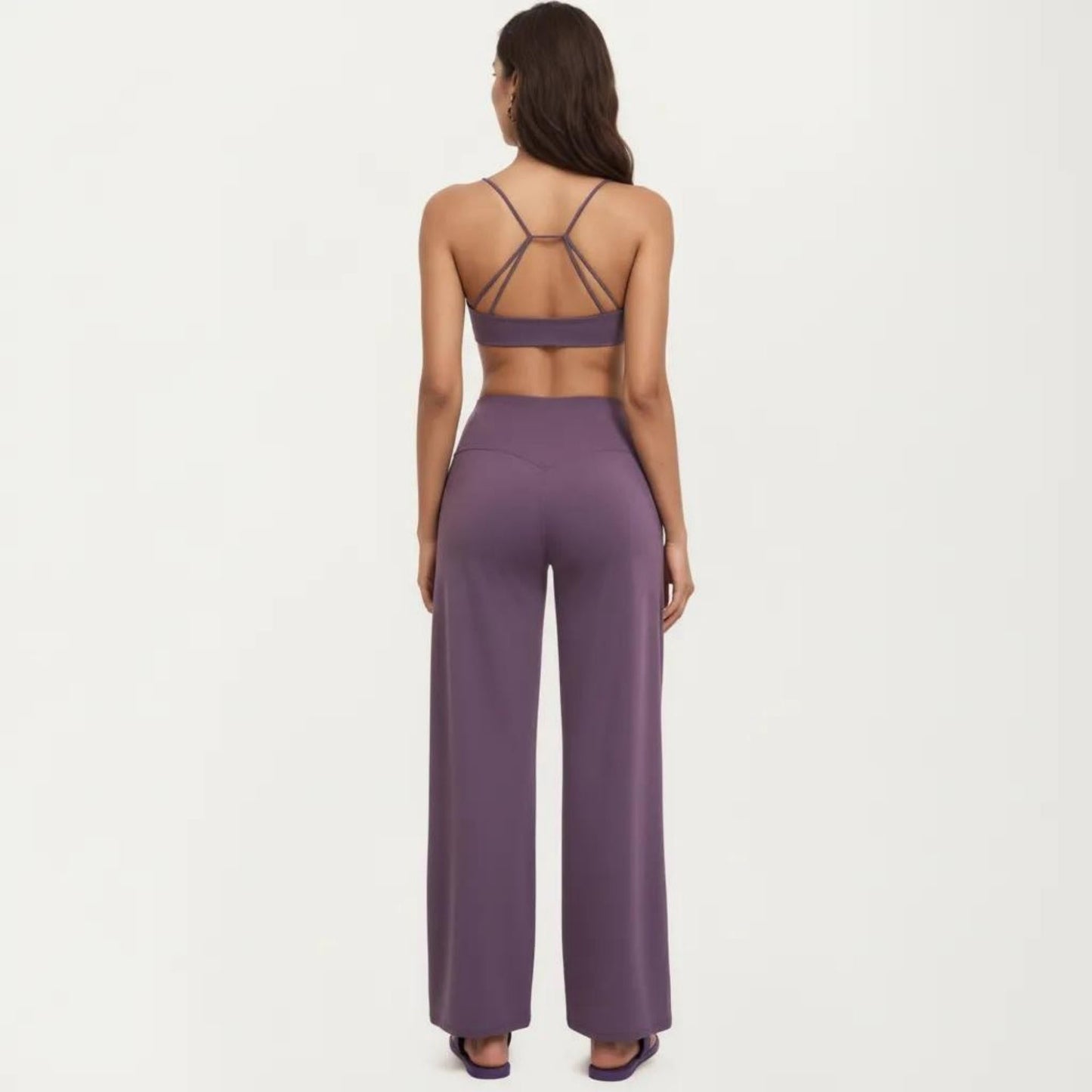 Crossover Wide Leg Yoga Pants Stretch Athletic Lounge Workout Pants for Training Fitness
