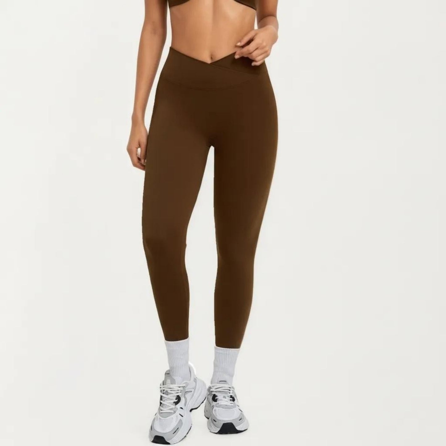 High Waist Crossover Workout Leggings Stretch Athletic Yoga Pants for Training Fitness