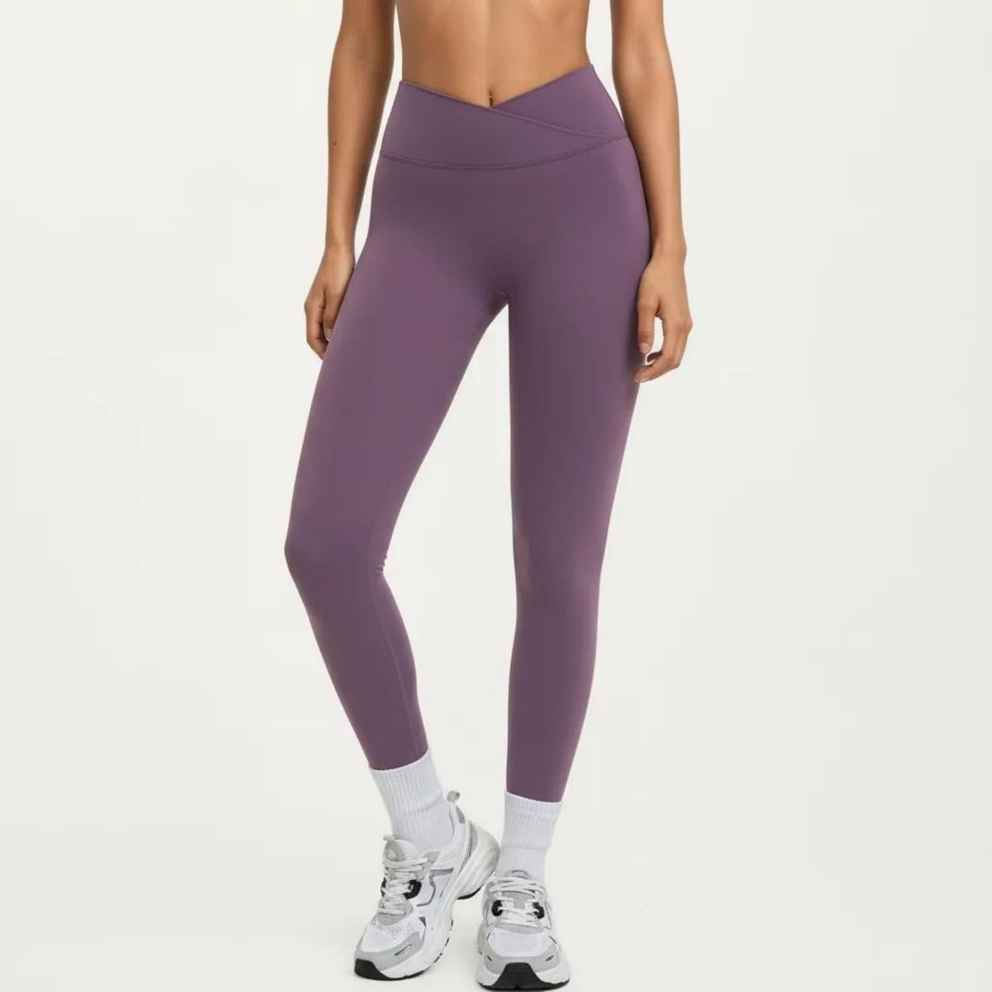 High Waist Crossover Workout Leggings Stretch Athletic Yoga Pants for Training Fitness