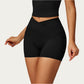 High Waist Crossover Athletic Biker Shorts Stretch Workout Yoga Shorts with Side Pocket