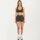 High Waist Crossover Athletic Biker Shorts Stretch Workout Yoga Shorts with Side Pocket