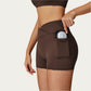 High Waist Crossover Athletic Biker Shorts Stretch Workout Yoga Shorts with Side Pocket