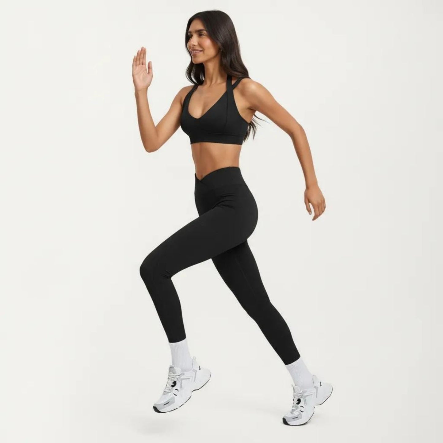 High Waist Crossover Workout Leggings Stretch Athletic Yoga Pants with Side Pocket