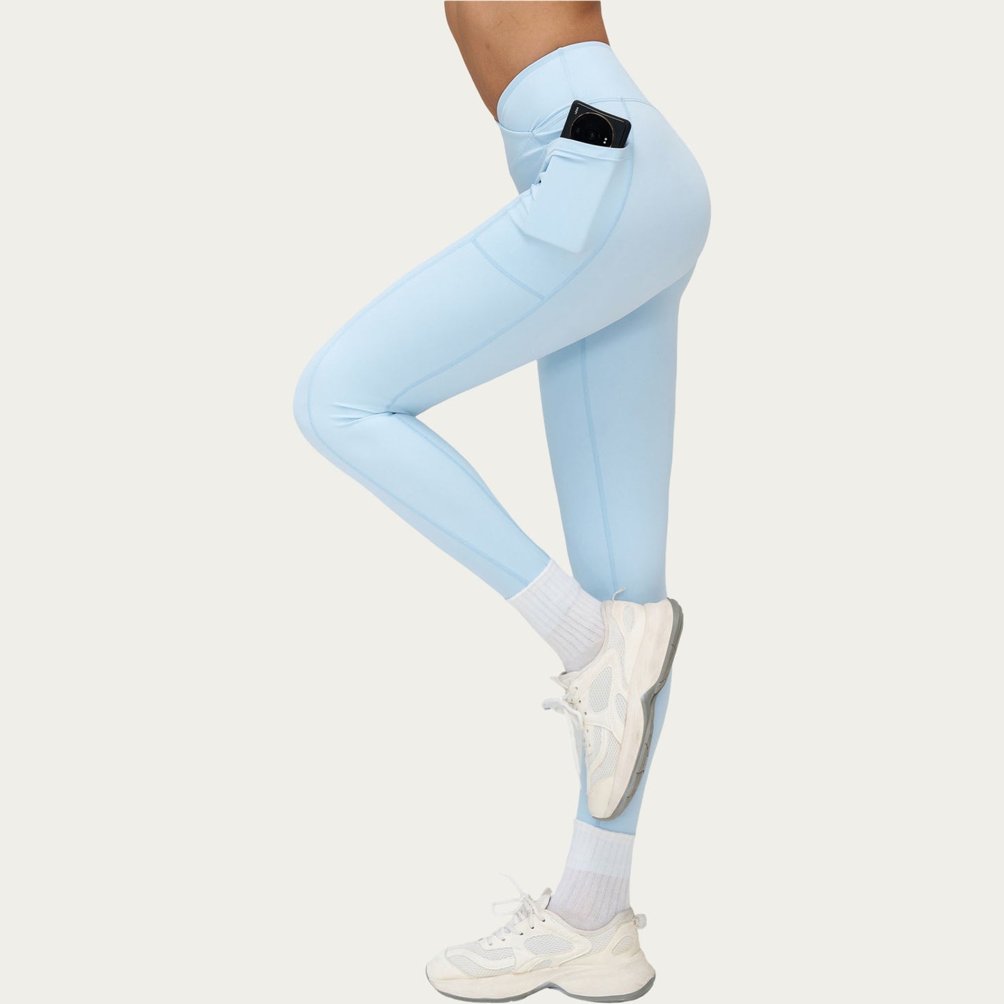 High Waist Crossover Workout Leggings Stretch Athletic Yoga Pants with Side Pocket
