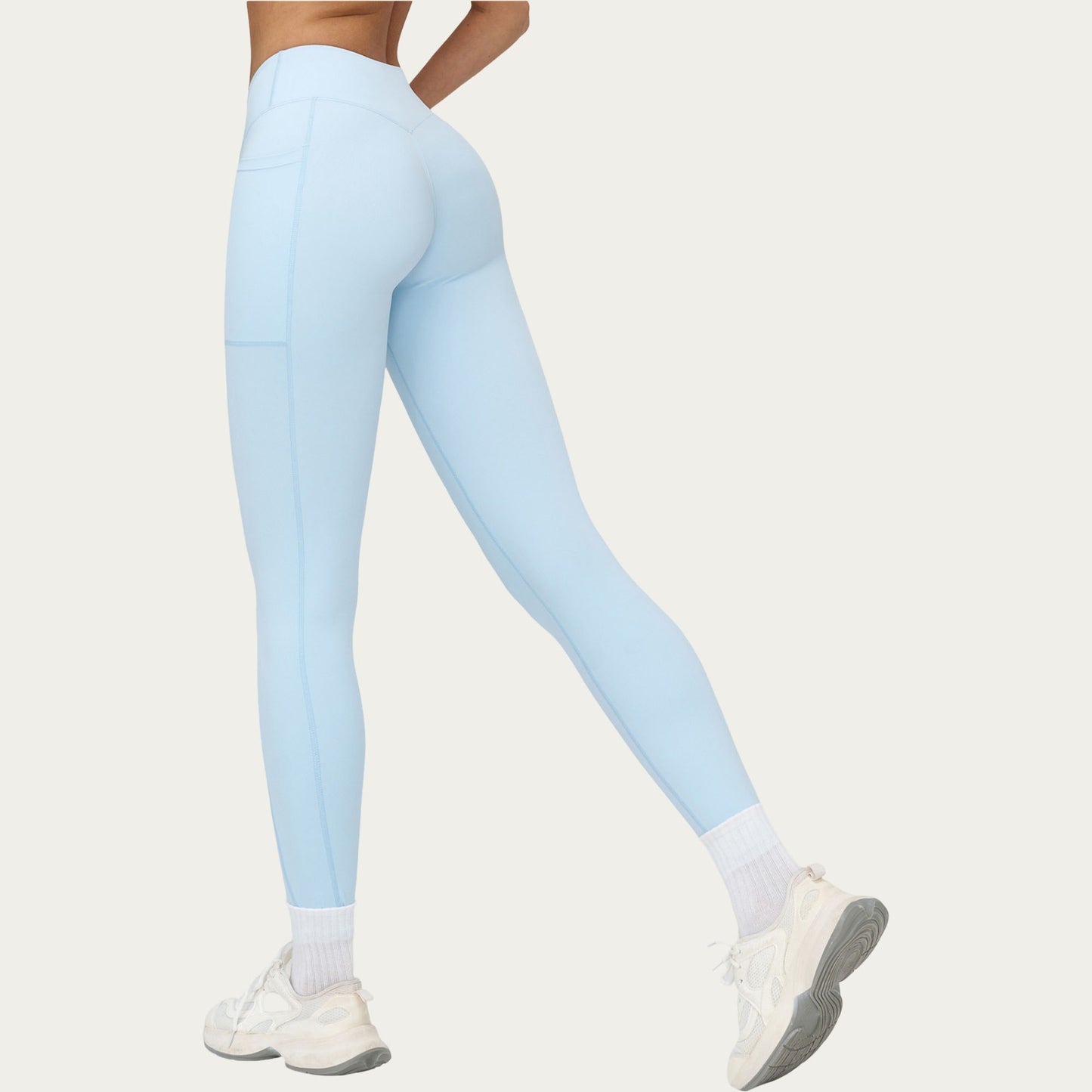 High Waist Crossover Workout Leggings Stretch Athletic Yoga Pants with Side Pocket