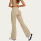 High Waist Crossover Flare Yoga Pants Stretch Bootcut Workout Leggings with Side Pocket