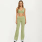 High Waist Crossover Flare Yoga Pants Stretch Bootcut Workout Leggings with Side Pocket