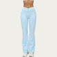 High Waist Crossover Flare Yoga Pants Stretch Bootcut Workout Leggings with Side Pocket