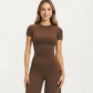 Short Sleeve Fitted Active Workout Top Stretch Athletic Training Shirt for Yoga Running