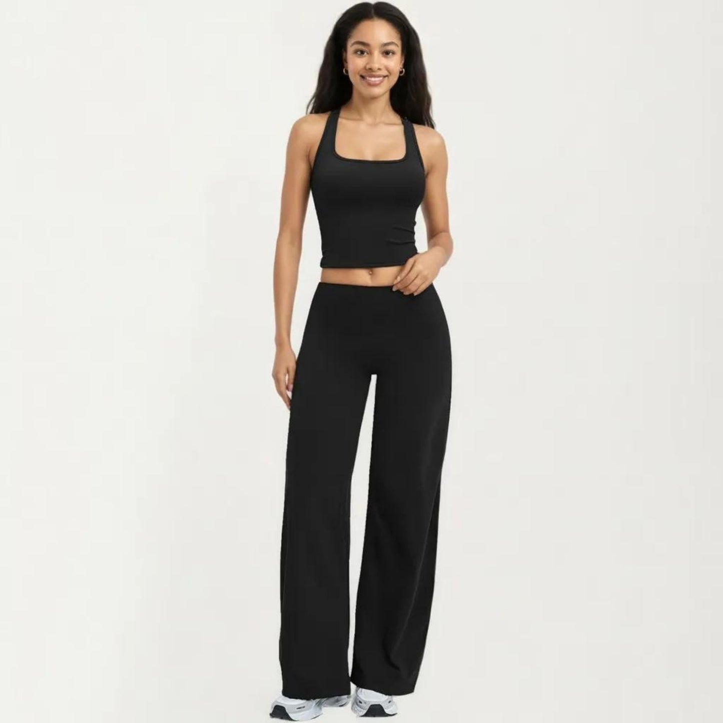 High Waist Wide Leg Yoga Pants Stretch Lounge Workout Training Relaxed Athletic Pants
