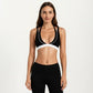 Halter Sports Bra with Contrast Trim Stretch Support Athletic Workout Bra for Yoga Training