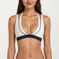 Halter Sports Bra with Contrast Trim Stretch Support Athletic Workout Bra for Yoga Training