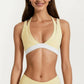 Halter Sports Bra with Contrast Trim Stretch Support Athletic Workout Bra for Yoga Training