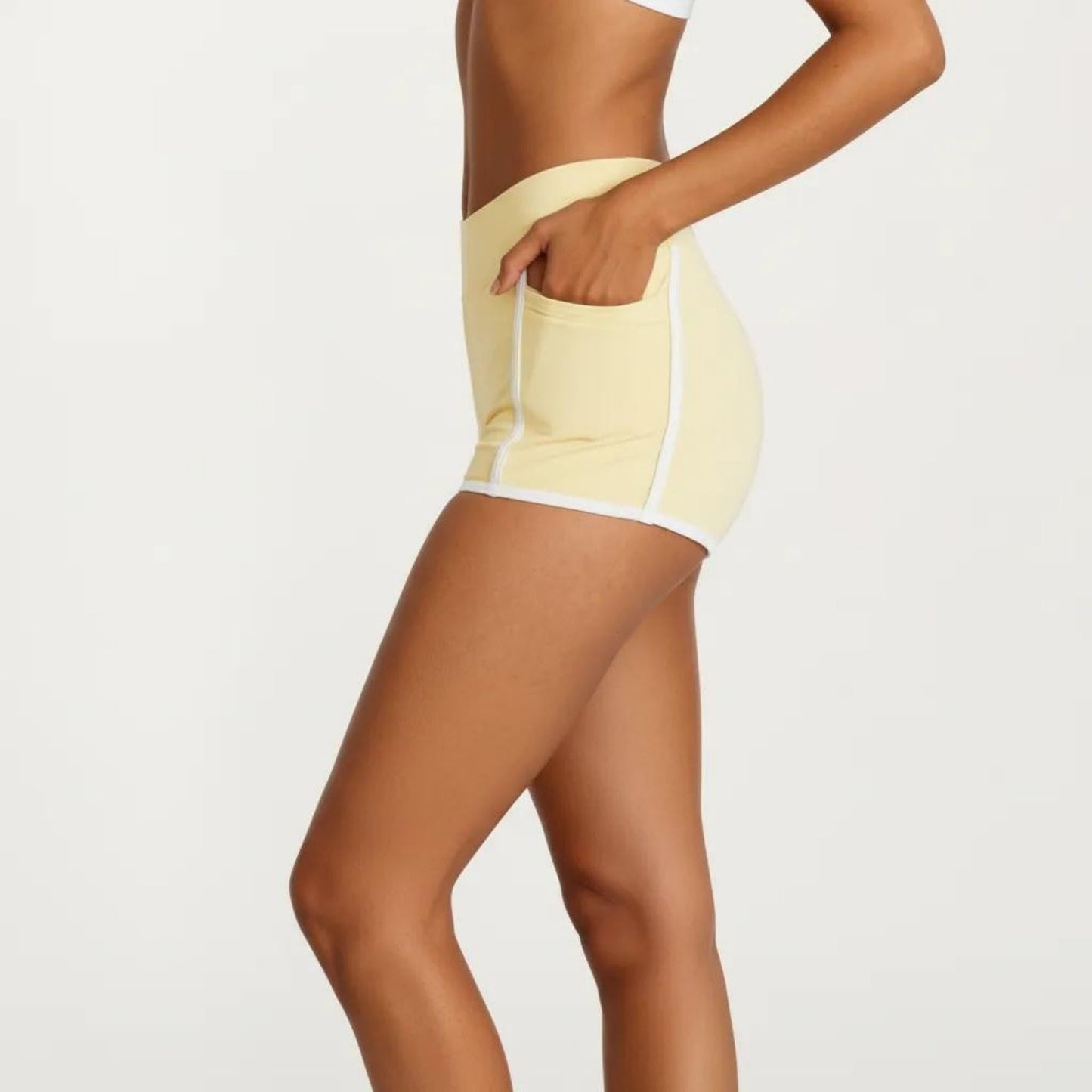 High Waist Athletic Shorts with Side Pocket Stretch Workout Running Yoga Training Shorts