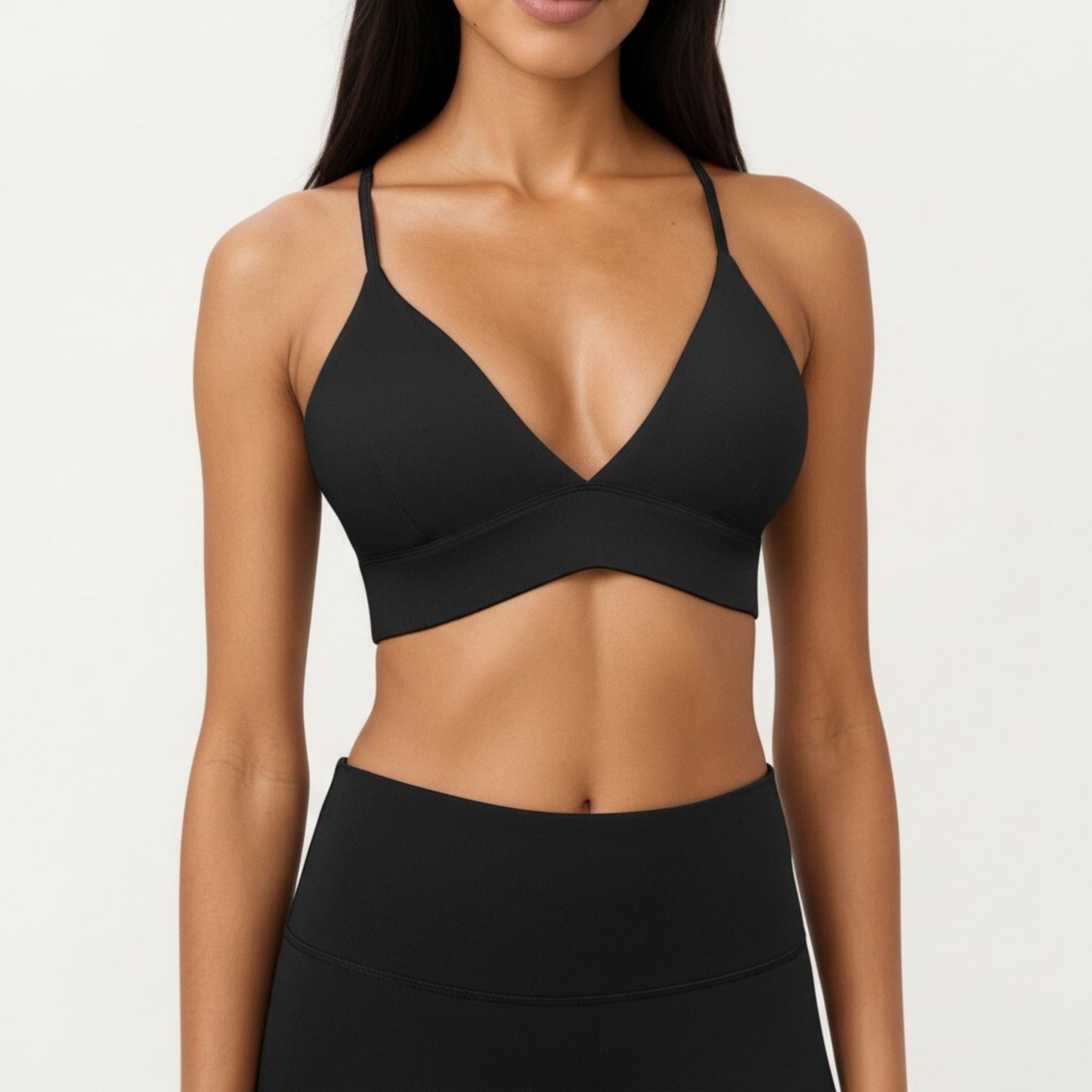 Crisscross Back Sports Bra with Adjustable Straps Stretch Support Athletic Workout Bra