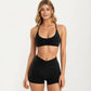 Adjustable Strap Sports Bra with Scoop Neck Stretch Support Athletic Workout Crop Top