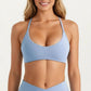 Adjustable Strap Sports Bra with Scoop Neck Stretch Support Athletic Workout Crop Top