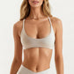 Adjustable Strap Sports Bra with Scoop Neck Stretch Support Athletic Workout Crop Top
