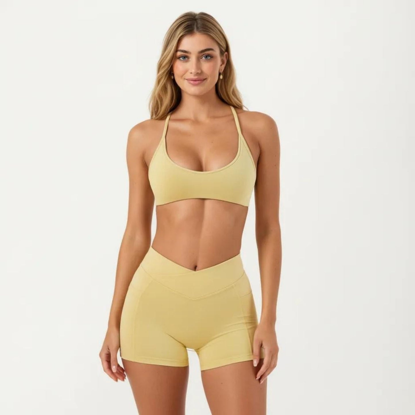 Adjustable Strap Sports Bra with Scoop Neck Stretch Support Athletic Workout Crop Top