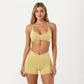 Adjustable Strap Sports Bra with Scoop Neck Stretch Support Athletic Workout Crop Top