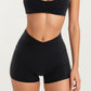 V Waist Biker Shorts with Side Pocket High Waist Stretch Athletic Workout Shorts