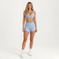 V Waist Biker Shorts with Side Pocket High Waist Stretch Athletic Workout Shorts