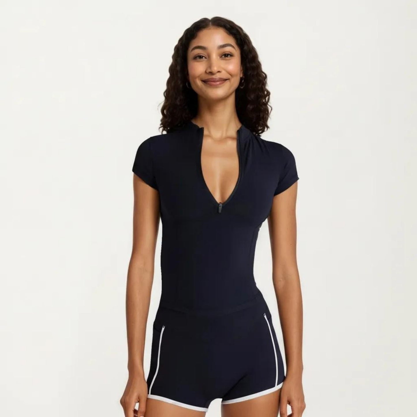 Short Sleeve Athletic Top with Half Zip Mock Neck Fitted Workout Shirt for Running Training