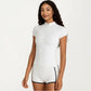 Short Sleeve Athletic Top with Half Zip Mock Neck Fitted Workout Shirt for Running Training