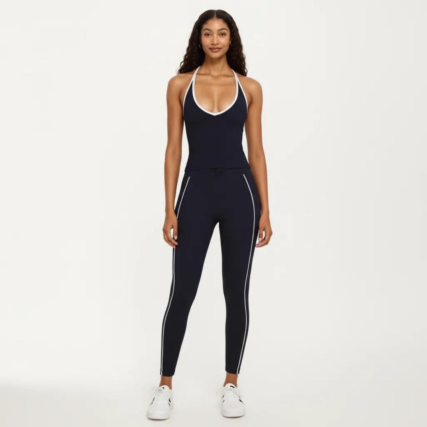 Halter Active Crop Top with Built In Support Ribbed Workout Tank for Yoga Fitness Training