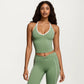 Halter Active Crop Top with Built In Support Ribbed Workout Tank for Yoga Fitness Training