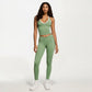 Halter Active Crop Top with Built In Support Ribbed Workout Tank for Yoga Fitness Training