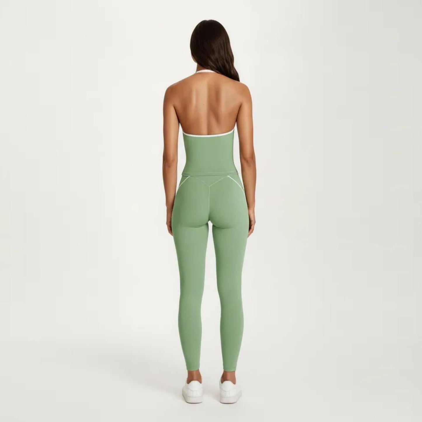 Halter Active Crop Top with Built In Support Ribbed Workout Tank for Yoga Fitness Training