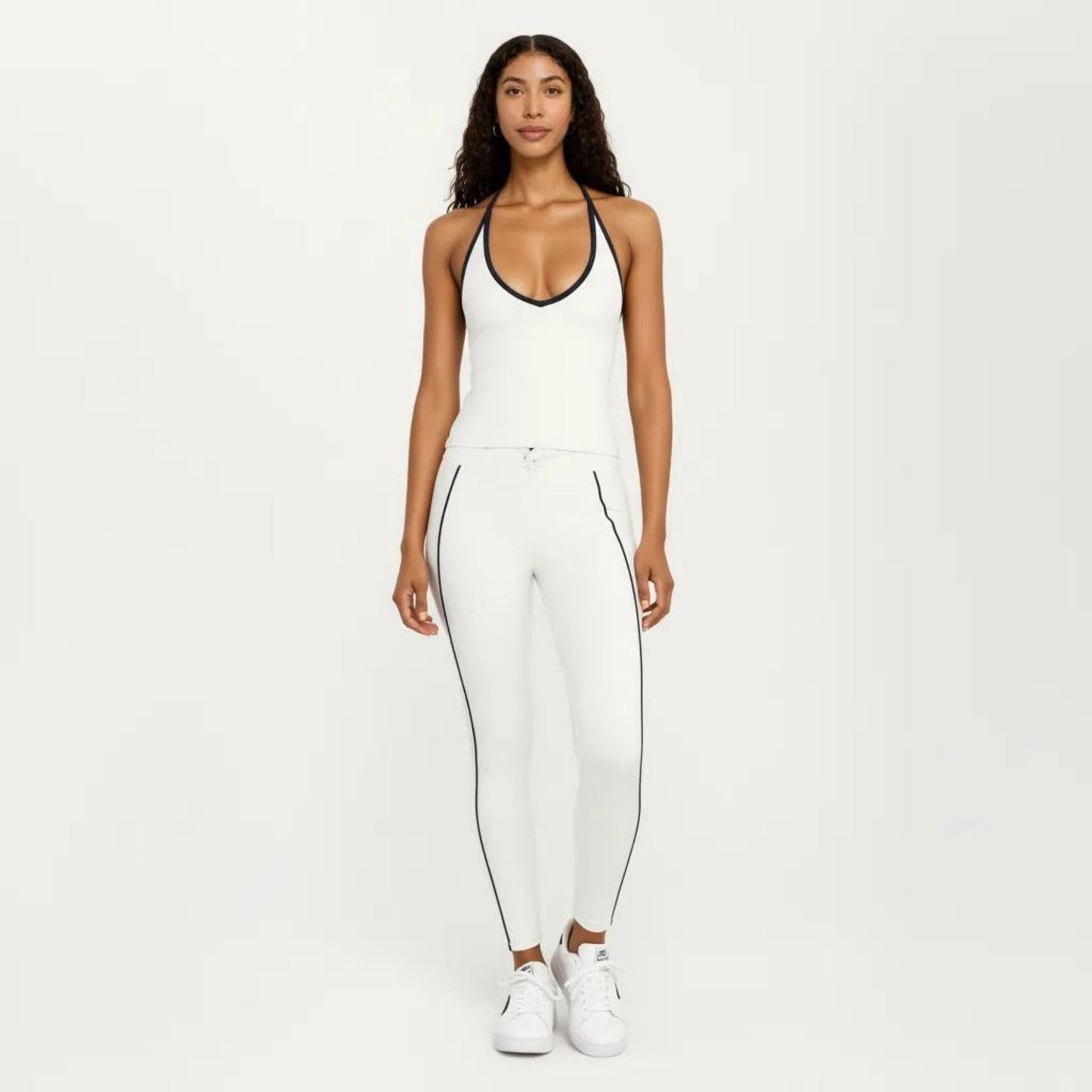 Halter Active Crop Top with Built In Support Ribbed Workout Tank for Yoga Fitness Training