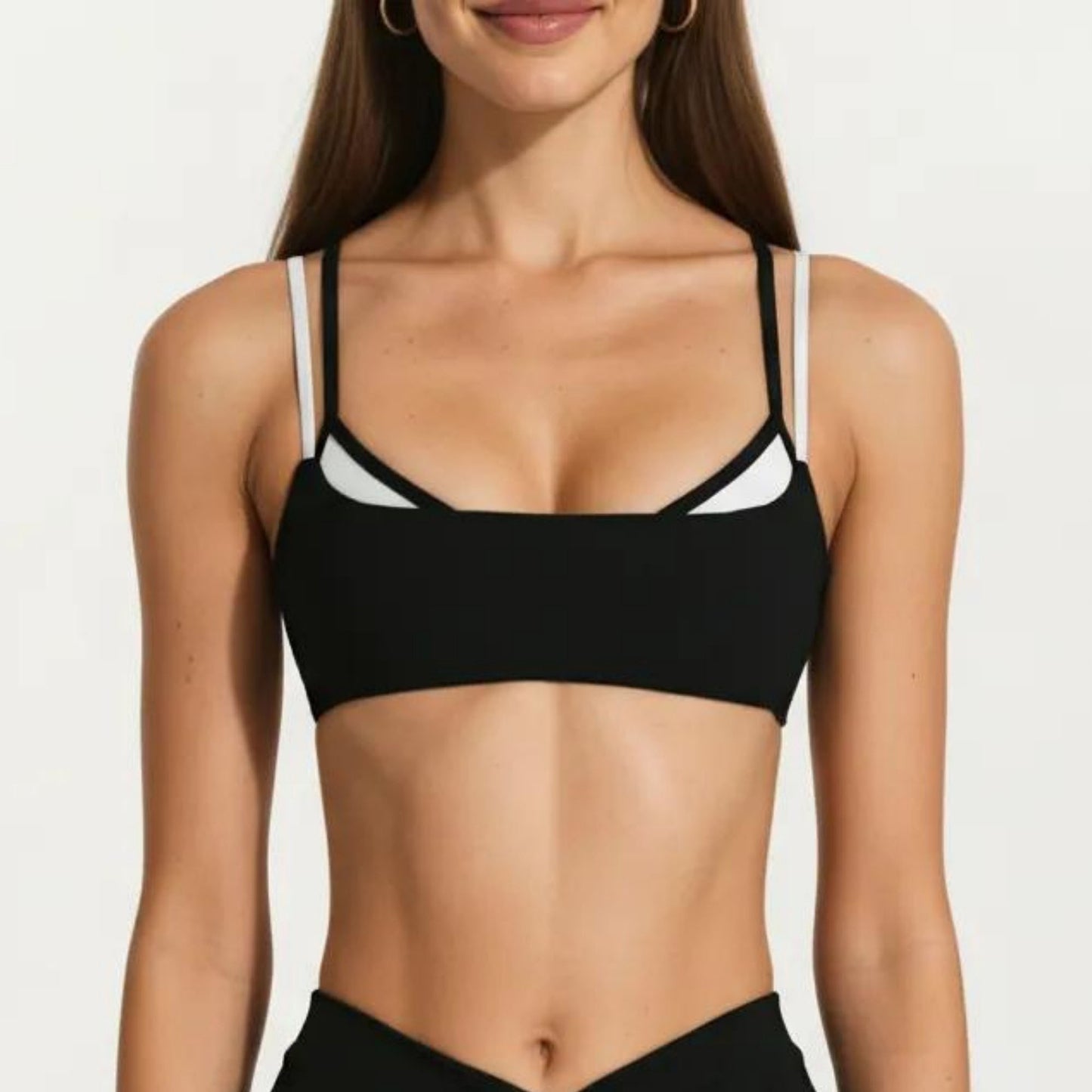 Double Strap Sports Bra with Twist Back Light Support Workout Bra for Yoga Fitness Training