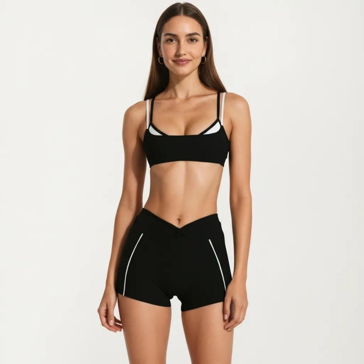 Double Strap Sports Bra with Twist Back Light Support Workout Bra for Yoga Fitness Training