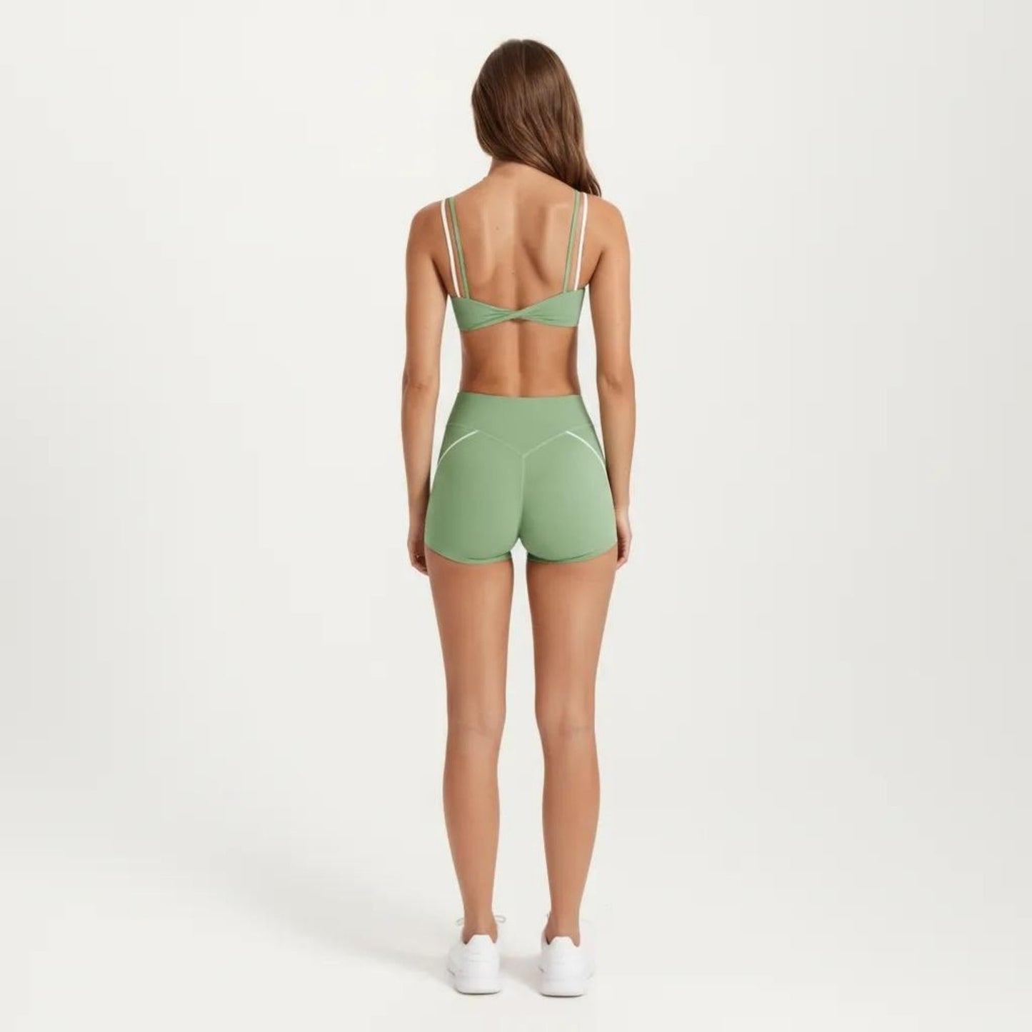 Double Strap Sports Bra with Twist Back Light Support Workout Bra for Yoga Fitness Training