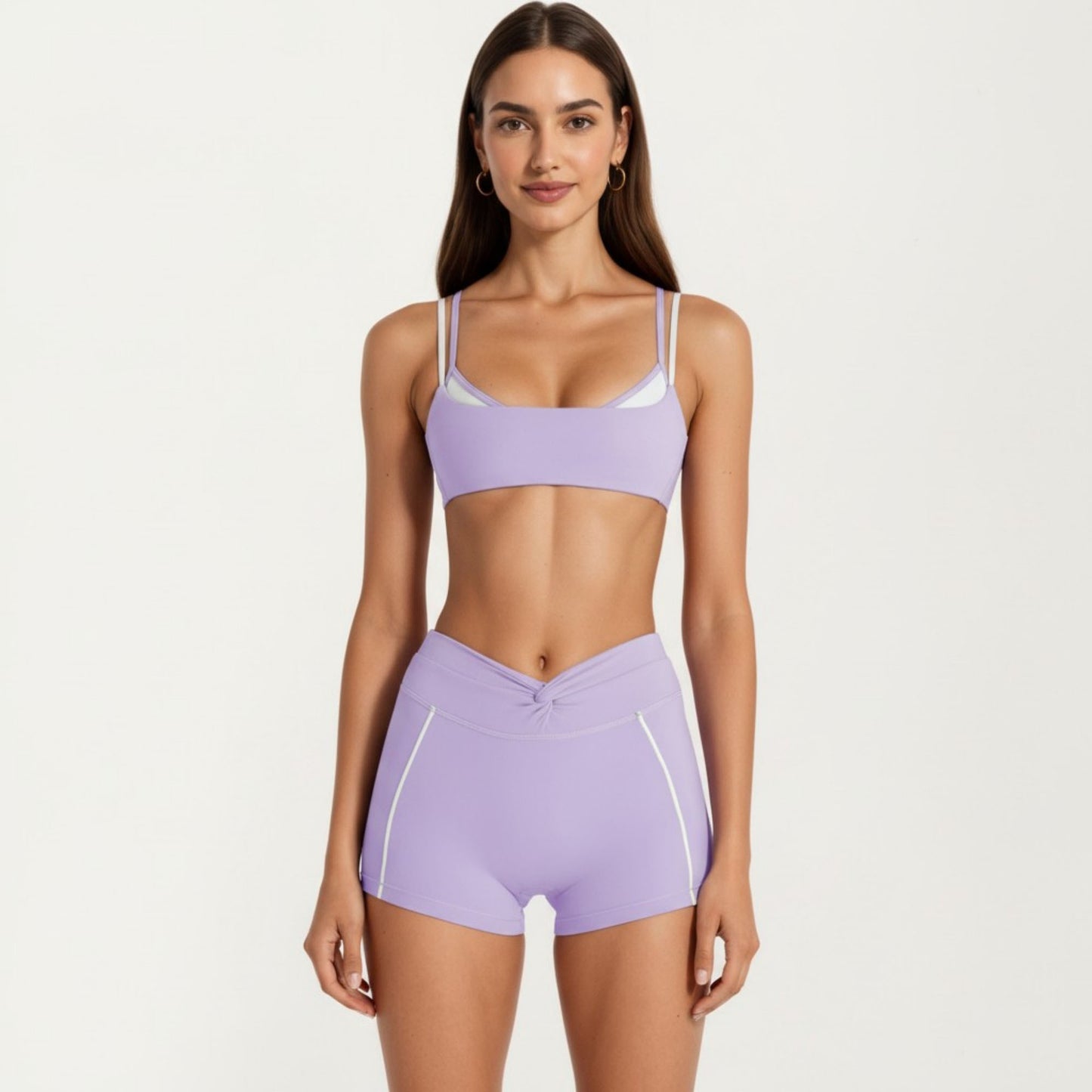 Double Strap Sports Bra with Twist Back Light Support Workout Bra for Yoga Fitness Training