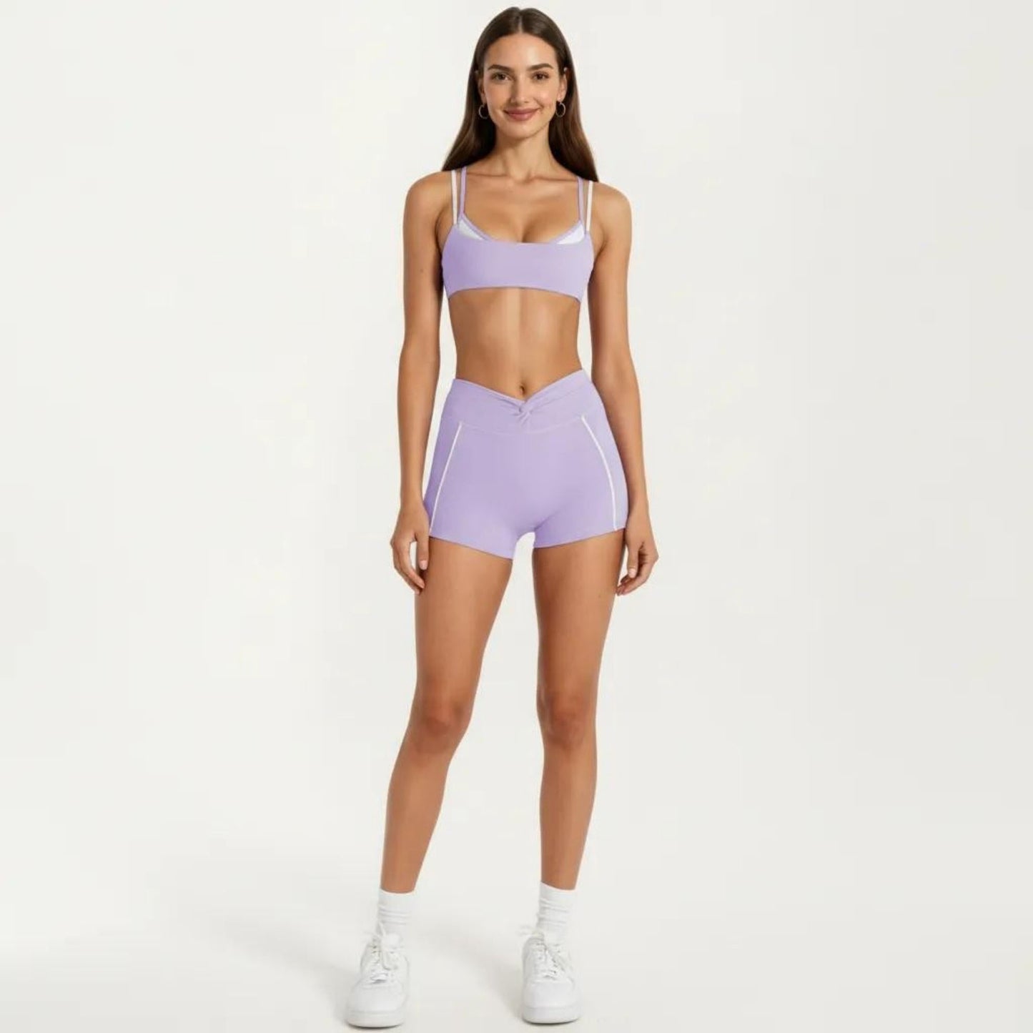 Double Strap Sports Bra with Twist Back Light Support Workout Bra for Yoga Fitness Training