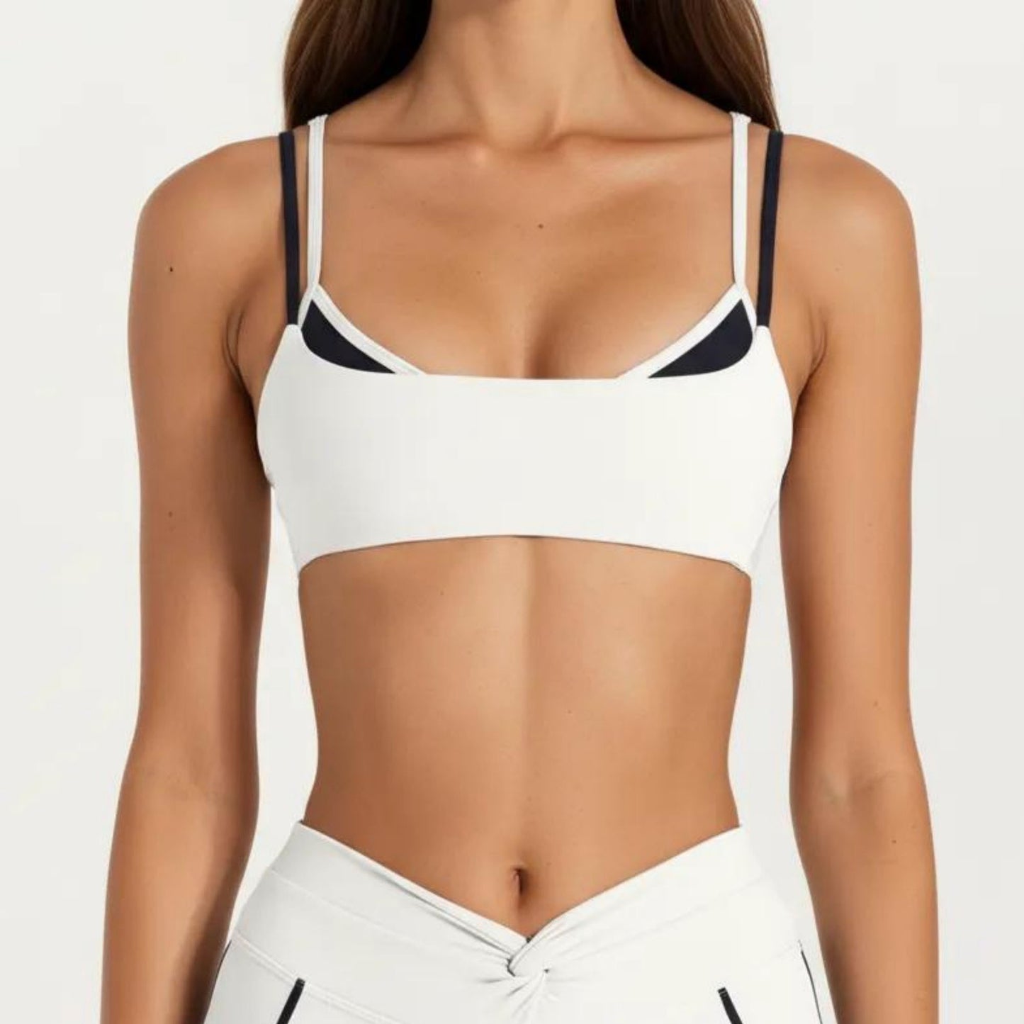 Double Strap Sports Bra with Twist Back Light Support Workout Bra for Yoga Fitness Training