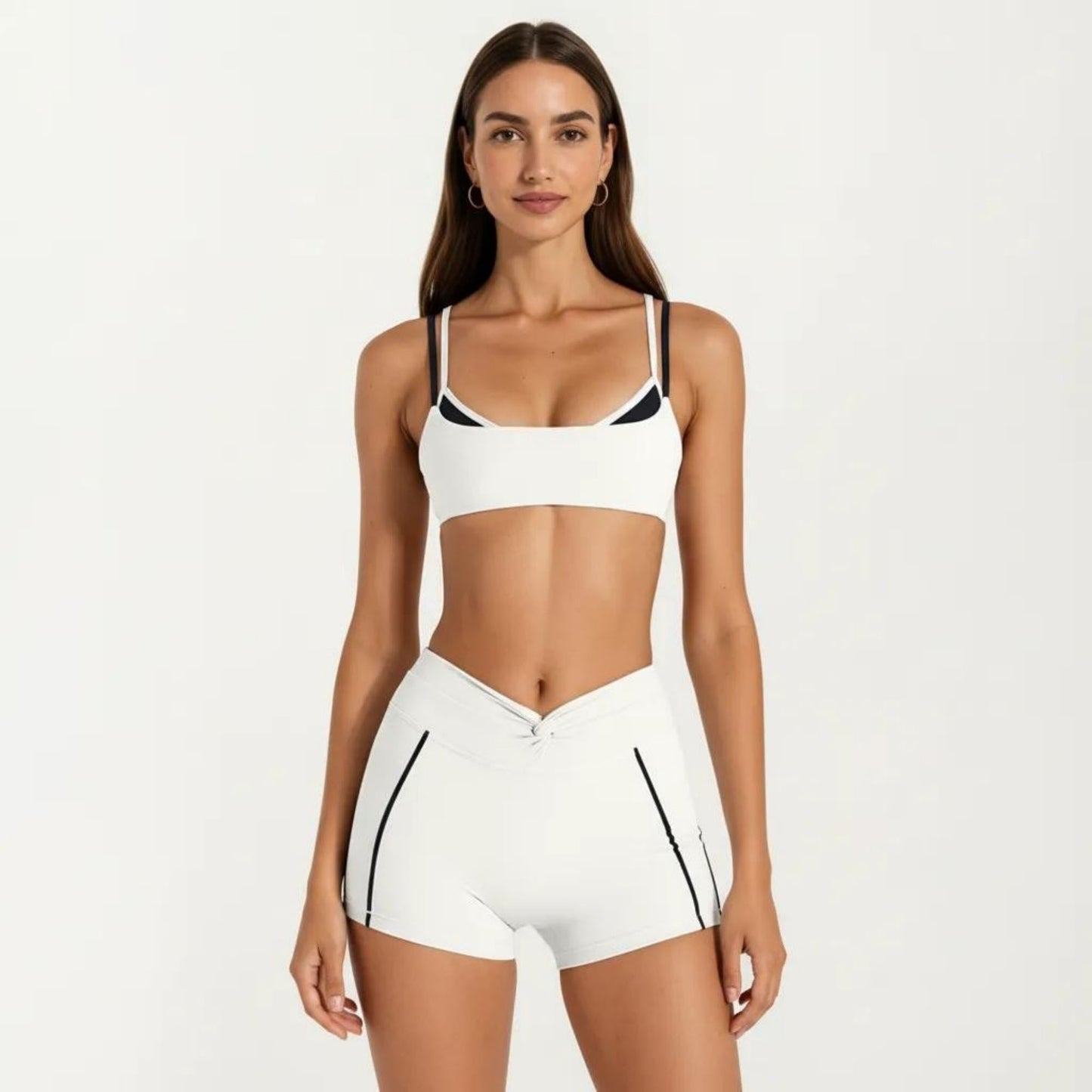 Double Strap Sports Bra with Twist Back Light Support Workout Bra for Yoga Fitness Training