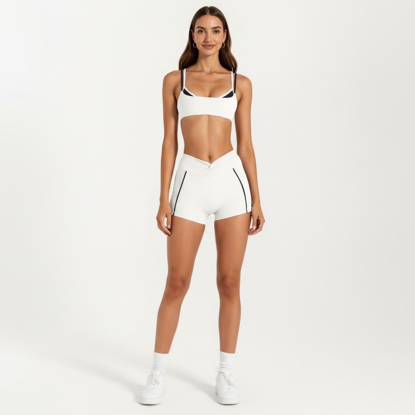 Double Strap Sports Bra with Twist Back Light Support Workout Bra for Yoga Fitness Training