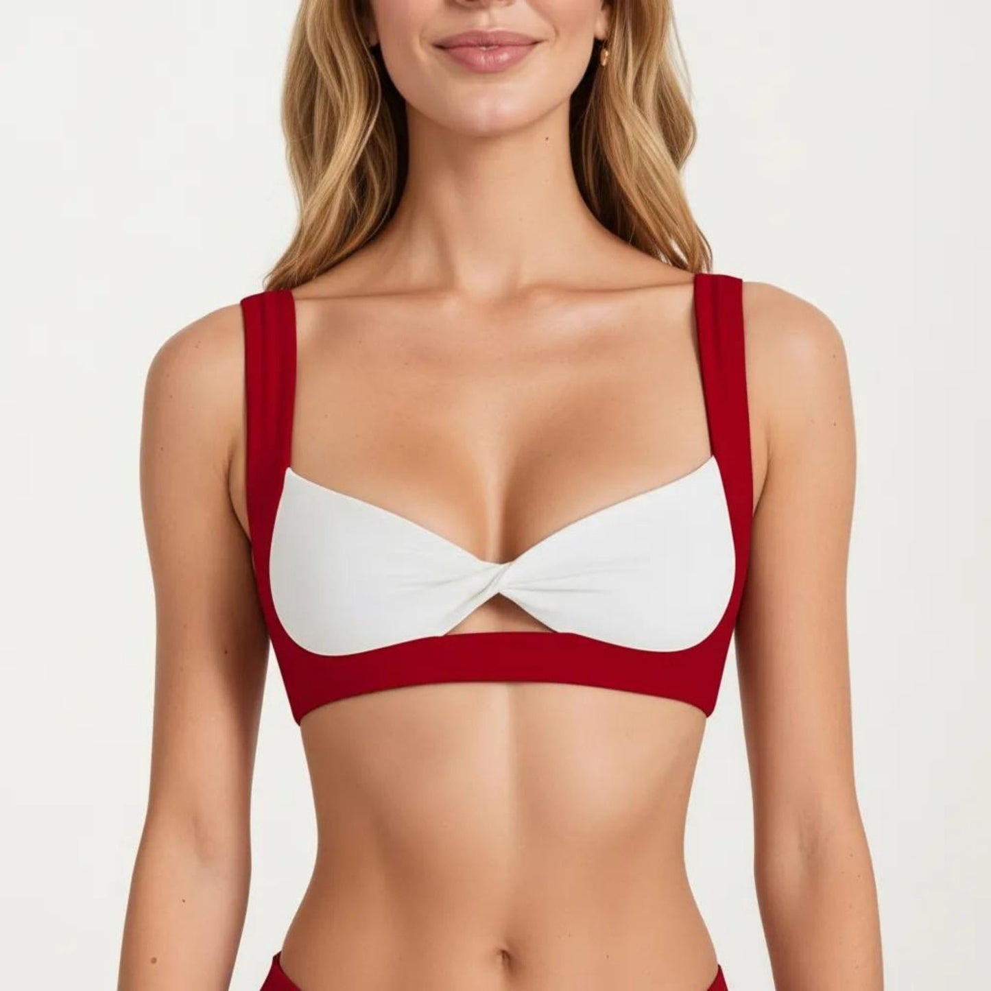 Twist Front Sports Bra with Wide Straps Light Support Workout Bra for Yoga Fitness Training
