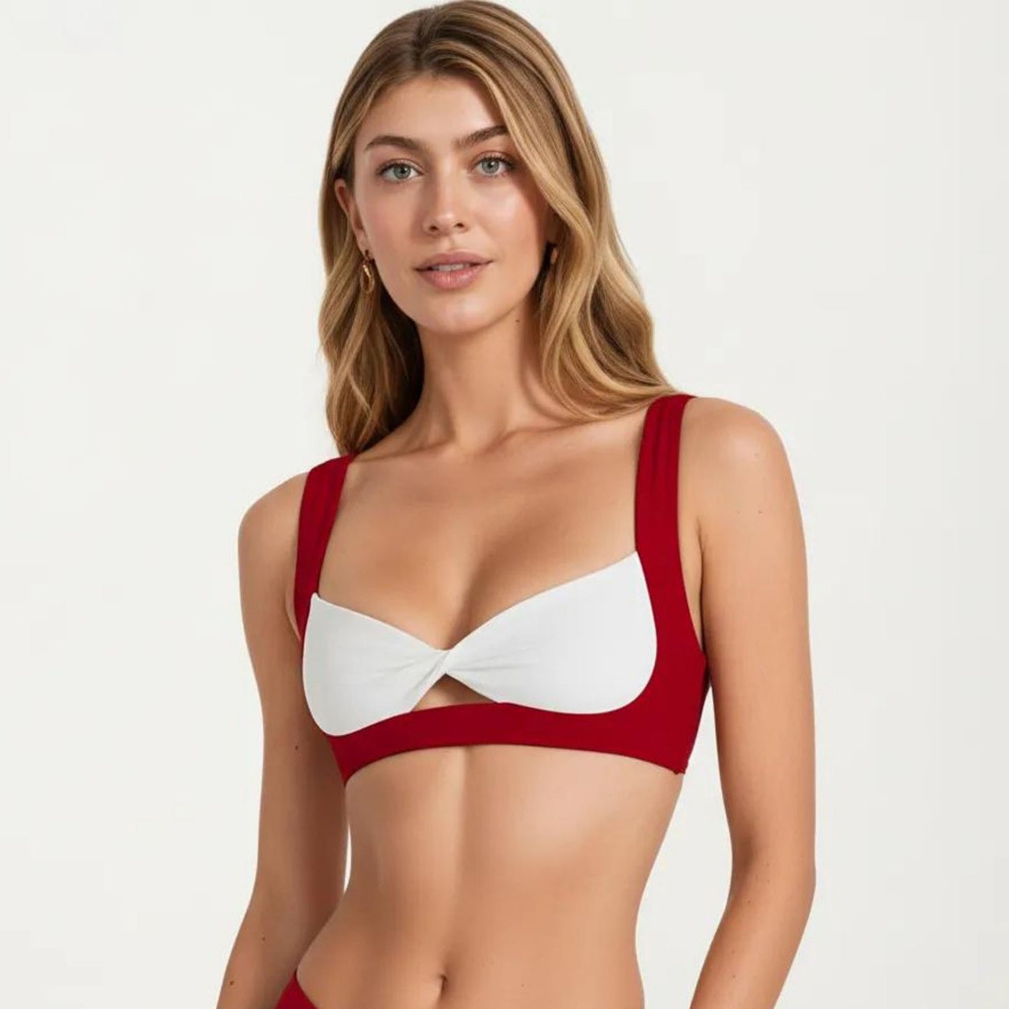 Twist Front Sports Bra with Wide Straps Light Support Workout Bra for Yoga Fitness Training